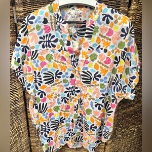 Lulalife- New with tags- Vibrant Multicolor Patterned‎ Shirt, 2X